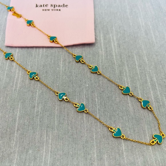 Kate Spade Gold “Spade to Spade” Long Necklace in Teal - Picture 4 of 5